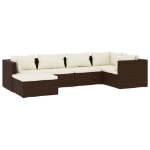 Set Divani da Giardino 6 pz con Cuscini in Polyrattan Marrone