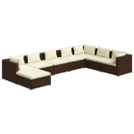 Set Divani da Giardino 8 pz con Cuscini in Polyrattan Marrone