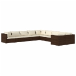 Set Divani da Giardino 10 pz con Cuscini in Polyrattan Marrone