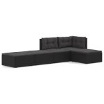 Set Divani da Giardino 5 pz con Cuscini Nero in Polyrattan