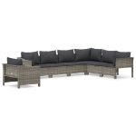 Set Divani da Giardino 7 pz con Cuscini in Polyrattan Grigio