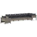 Set Divani da Giardino 7 pz con Cuscini in Polyrattan Grigio