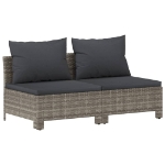 Divano da Giardino a 2 Posti con Cuscini in Polyrattan Grigio