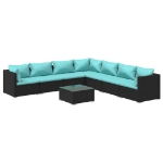 Set Divani da Giardino 8 pz con Cuscini in Polyrattan Nero