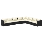 Set Divani da Giardino con Cuscini 8 pz in Polyrattan Nero