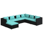 Set Divani da Giardino 7 pz con Cuscini in Polyrattan Nero