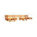 Set Divani da Giardino su Pallet 6 pz Marrone Miele in Legno