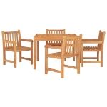 Set da Pranzo per Giardino 5 pz in Legno Massello di Teak