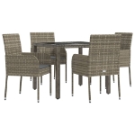 Set da Pranzo da Giardino 5 pz con Cuscini in Polyrattan Grigio