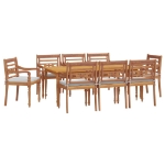 Set da Pranzo Giardino 9pz con Cuscini Legno Massello di Teak