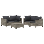 Set Divani da Giardino 5 pz con Cuscini in Polyrattan Grigio