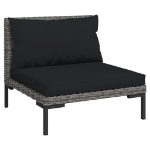 Set Divani Giardino 8pz con Cuscini in Polyrattan Grigio Scuro