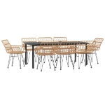Set da Pranzo da Giardino 9 pz in Polyrattan