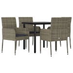 Set da Pranzo Giardino 5pz Nero e Grigio con Cuscini Polyrattan