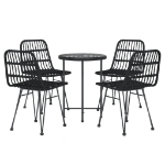 Set da Pranzo da Giardino 5 pz Nero in Polyrattan