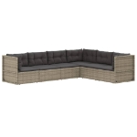 Set Divani da Giardino 6 pz con Cuscini in Polyrattan Grigio