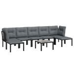 Set Salotto da Giardino 8 pz Nero e Grigio in Polyrattan