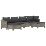 Set Divani da Giardino 6 pz con Cuscini in Polyrattan Grigio