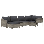 Set Divani da Giardino 6 pz con Cuscini in Polyrattan Grigio