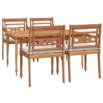 Set da Pranzo Giardino 5 pz con Cuscini Legno Massello di Teak