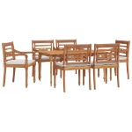 Set da Pranzo Giardino 7pz con Cuscini Legno Massello di Teak