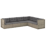 Set Divani da Giardino 6 pz con Cuscini in Polyrattan Grigio