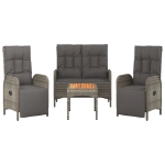 Set Divani da Giardino 4 pz con Cuscini in Polyrattan Grigio