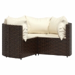 Set Mobili da Giardino 4 pz con Cuscini in Polyrattan Marrone