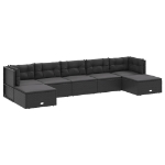 Set Salotto da Giardino con Cuscini 7pz Nero Polyrattan