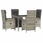 Set da Pranzo da Giardino 5 pz con Cuscini in Polyrattan Grigio