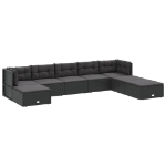 Set Mobili da Giardino con Cuscini 8 pz Nero in Polyrattan