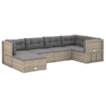 Set Divani da Giardino 6 pz con Cuscini in Polyrattan Grigio