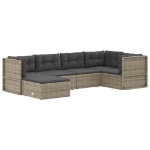 Set Divani da Giardino 6 pz con Cuscini in Polyrattan Grigio