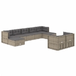 Set Divani da Giardino 9 pz con Cuscini in Polyrattan Grigio