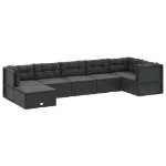 Set Salotto da Giardino con Cuscini 7pz Nero Polyrattan