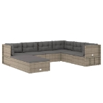 Set Divani da Giardino 8 pz con Cuscini in Polyrattan Grigio