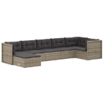 Set Divani da Giardino 7 pz con Cuscini in Polyrattan Grigio