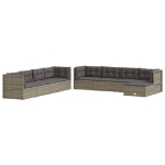 Set Divani da Giardino 9 pz con Cuscini in Polyrattan Grigio