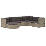Set Divani da Giardino 7 pz con Cuscini in Polyrattan Grigio