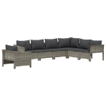 Set Divani da Giardino 7 pz con Cuscini in Polyrattan Grigio