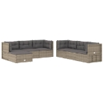 Set Divani da Giardino 7 pz con Cuscini in Polyrattan Grigio