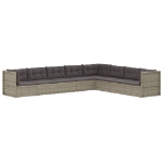 Set Divani da Giardino 8 pz con Cuscini in Polyrattan Grigio