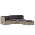 Set Divani da Giardino 5 pz con Cuscini in Polyrattan Grigio