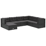 Set Salotto da Giardino con Cuscini 7pz Nero Polyrattan