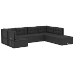 Set Salotto da Giardino con Cuscini 7pz Nero Polyrattan