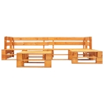 Set Divani da Giardino su Pallet 4 pz Cuscini Rossi in Legno