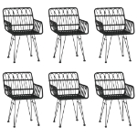 Set da Pranzo da Giardino 7 pz Nero in Polyrattan