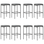 Set Bar da Giardino 9 pz con Cuscini in Polyrattan Grigio