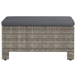 Poggiapiedi da Giardino con Cuscino in Polyrattan Grigio