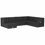 Set Salotto da Giardino con Cuscini 7pz Nero Polyrattan